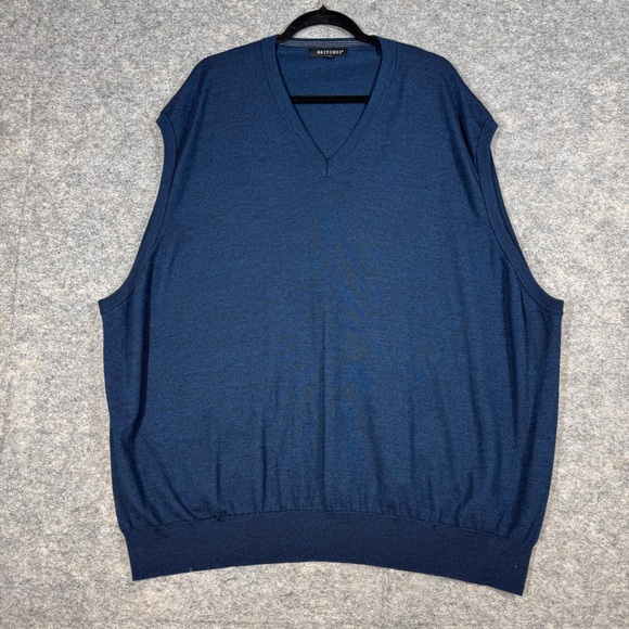 Britches Navy Blue Sweater Vest 5X Merino Wool Blend Classic Pullover Layering - Picture 2 of 13